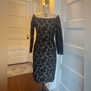EUC Carmen Marc Valvo Black Lace Beaded Dress